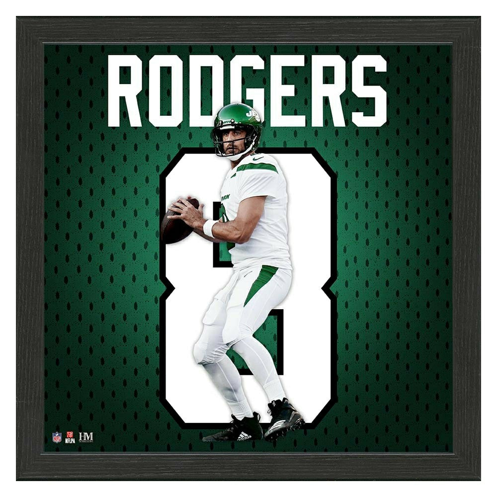 Aaron Rodgers #8 New York Jets Jersey Framed NFL Photo - Taass for sale