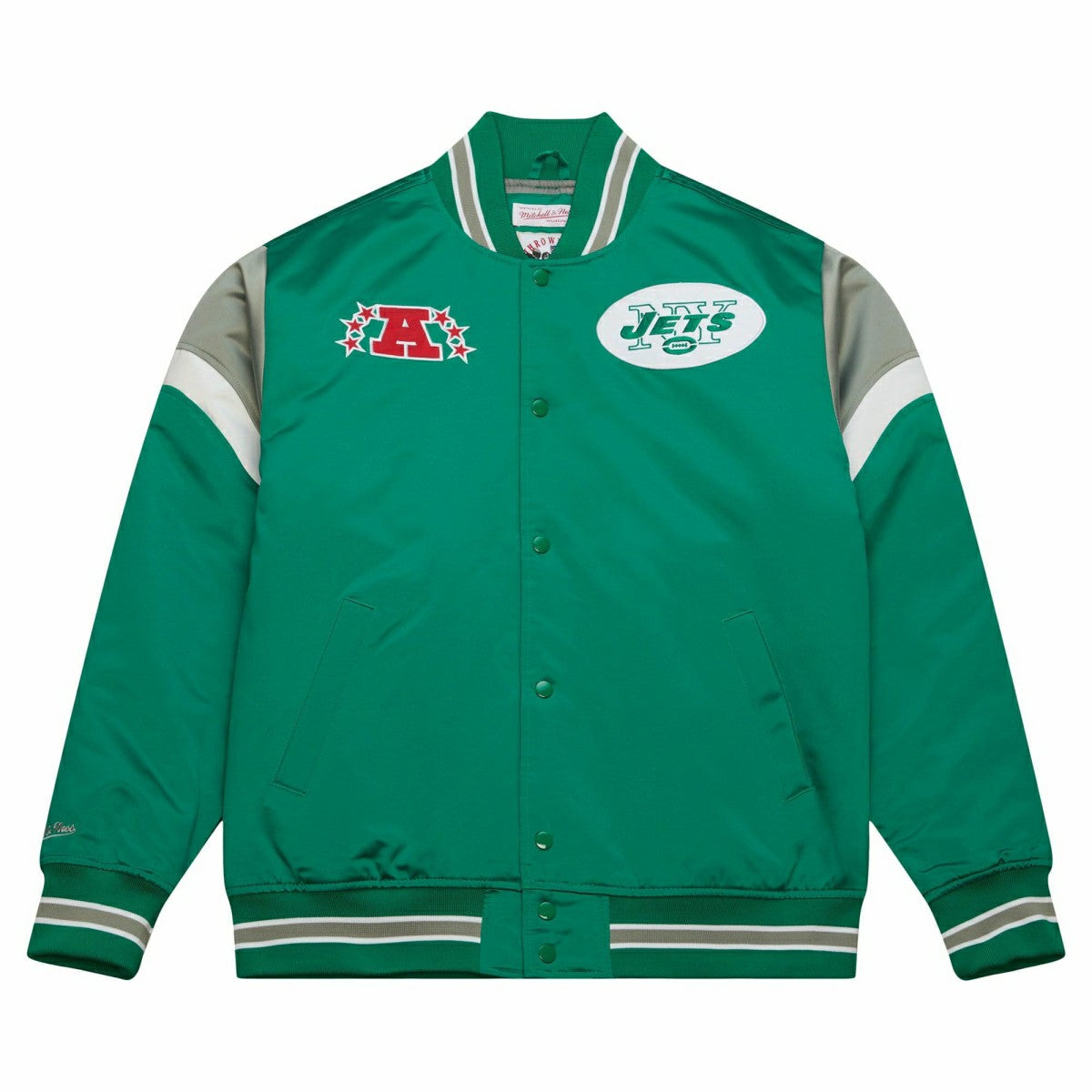 New York Jets Mitchell & Ness Heavyweight Satin NFL Jacket - Taass on sale