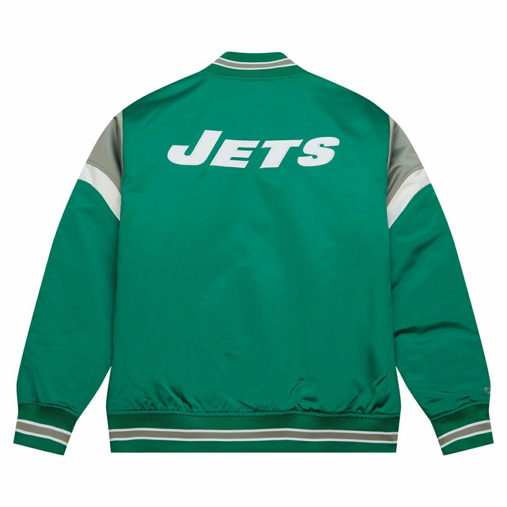 New York Jets Mitchell & Ness Heavyweight Satin NFL Jacket - Taass on sale