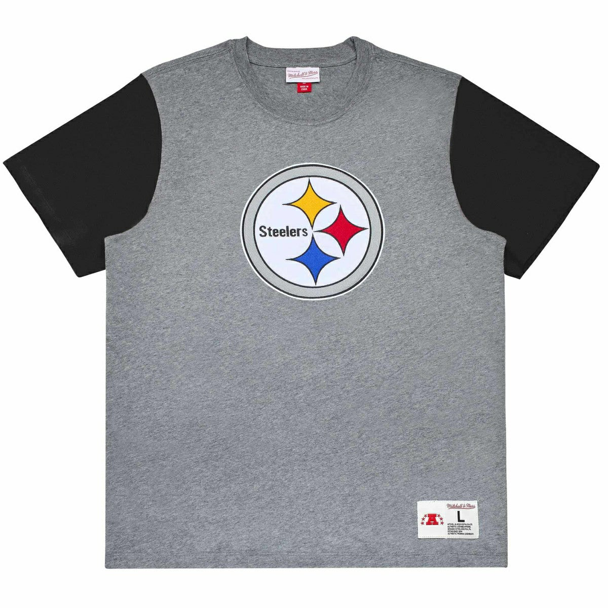 Pittsburgh Steelers Mitchell & Ness Color Blocked NFL Throwback T-Shirt - Taass on sale