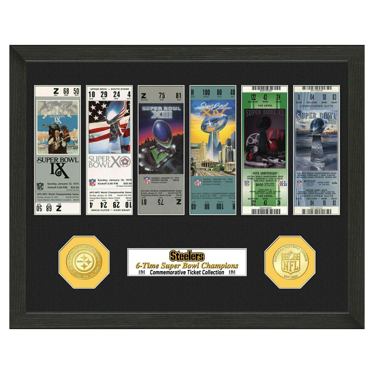Pittsburgh Steelers Super Bowl Tickets Bronze Coins Framed NFL Photo - Taass sale