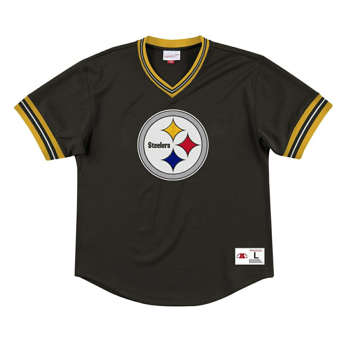 Pittsburgh Steelers Unbeaten Mitchell & Ness NFL V-Neck Mesh Shirt Black - Taass US