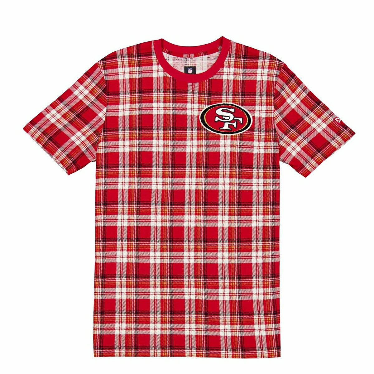 San Francisco 49ers Plaid 2024 New Era 3rd Down NFL T-Shirt Red - Taass Online