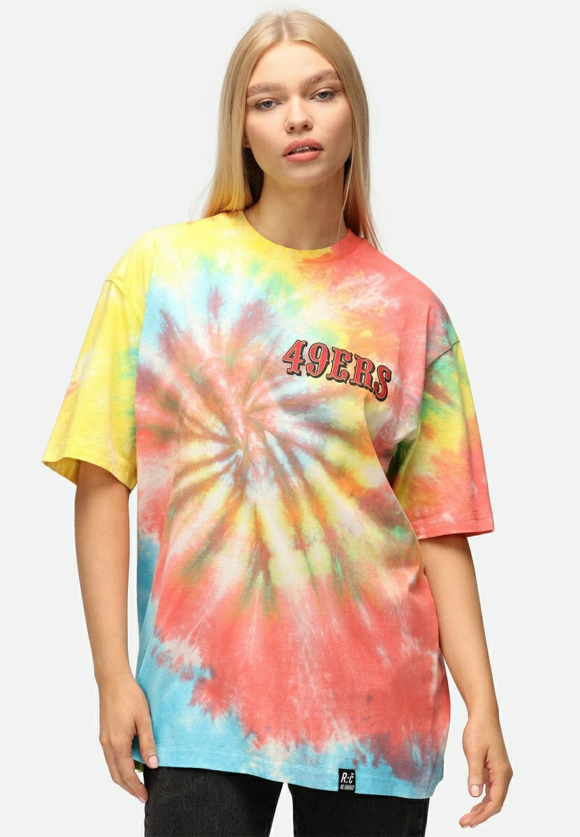 San Francisco 49ers Rainbow Tie-Dye Recovered Relaxed NFL T-Shirt - Taass discount