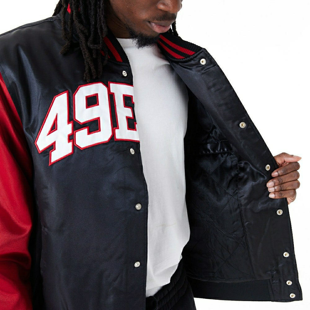 San Francisco 49ers Satin New Era NFL Bomber Jacket - Taass on sale