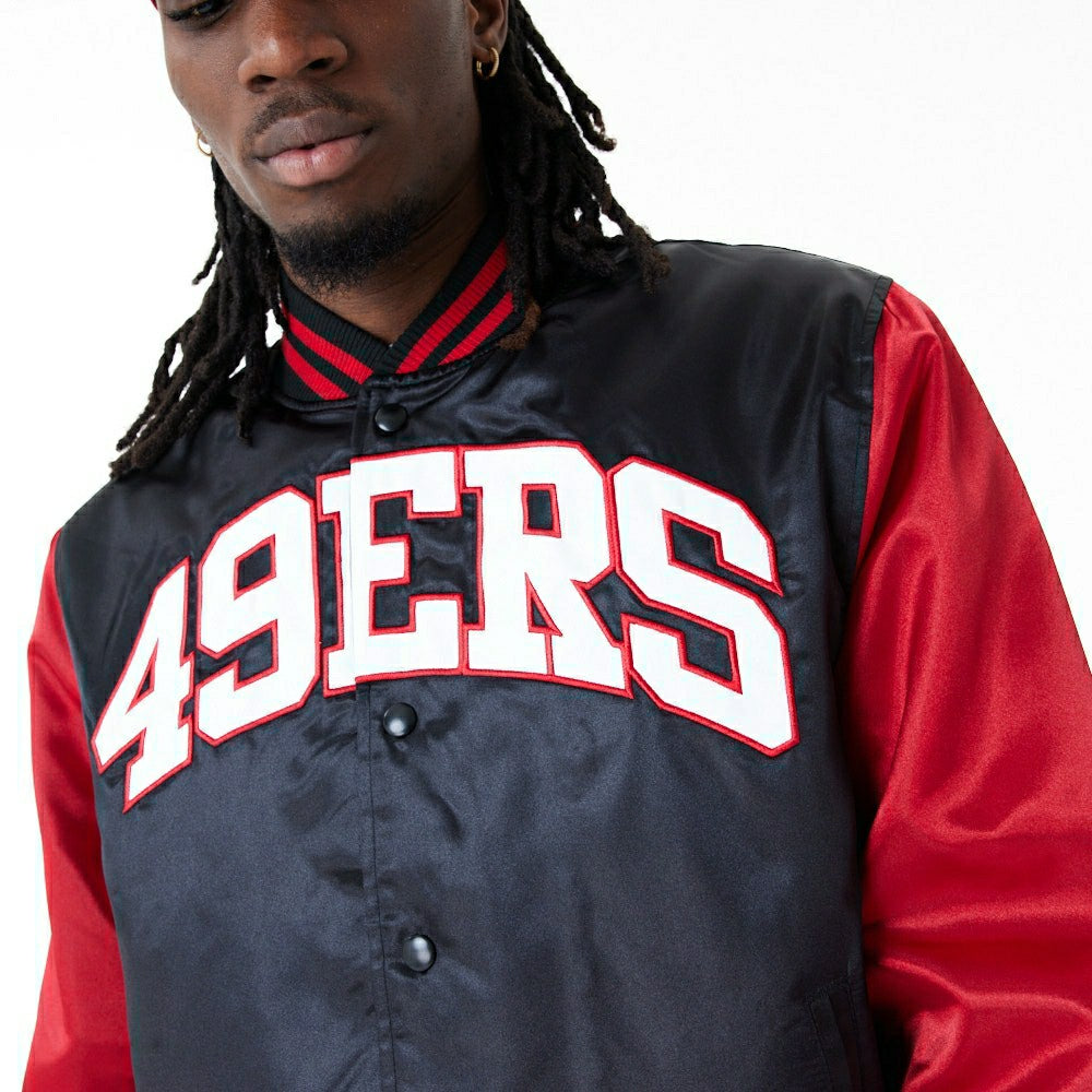 San Francisco 49ers Satin New Era NFL Bomber Jacket - Taass on sale