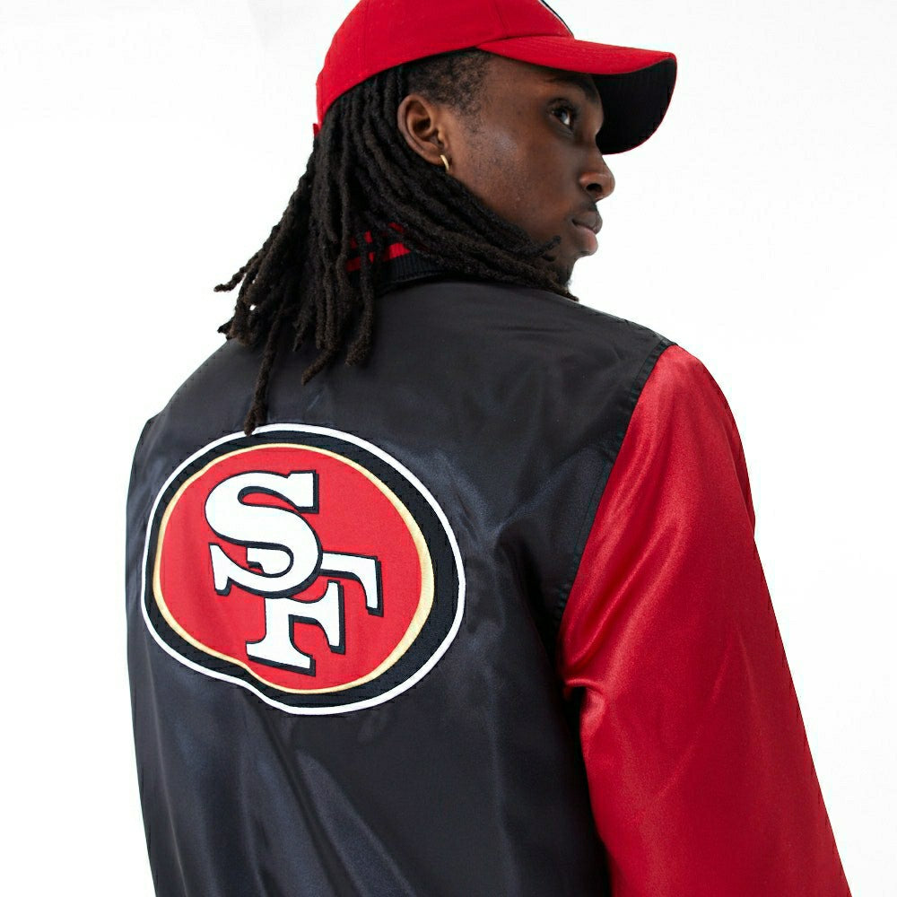 San Francisco 49ers Satin New Era NFL Bomber Jacket - Taass on sale