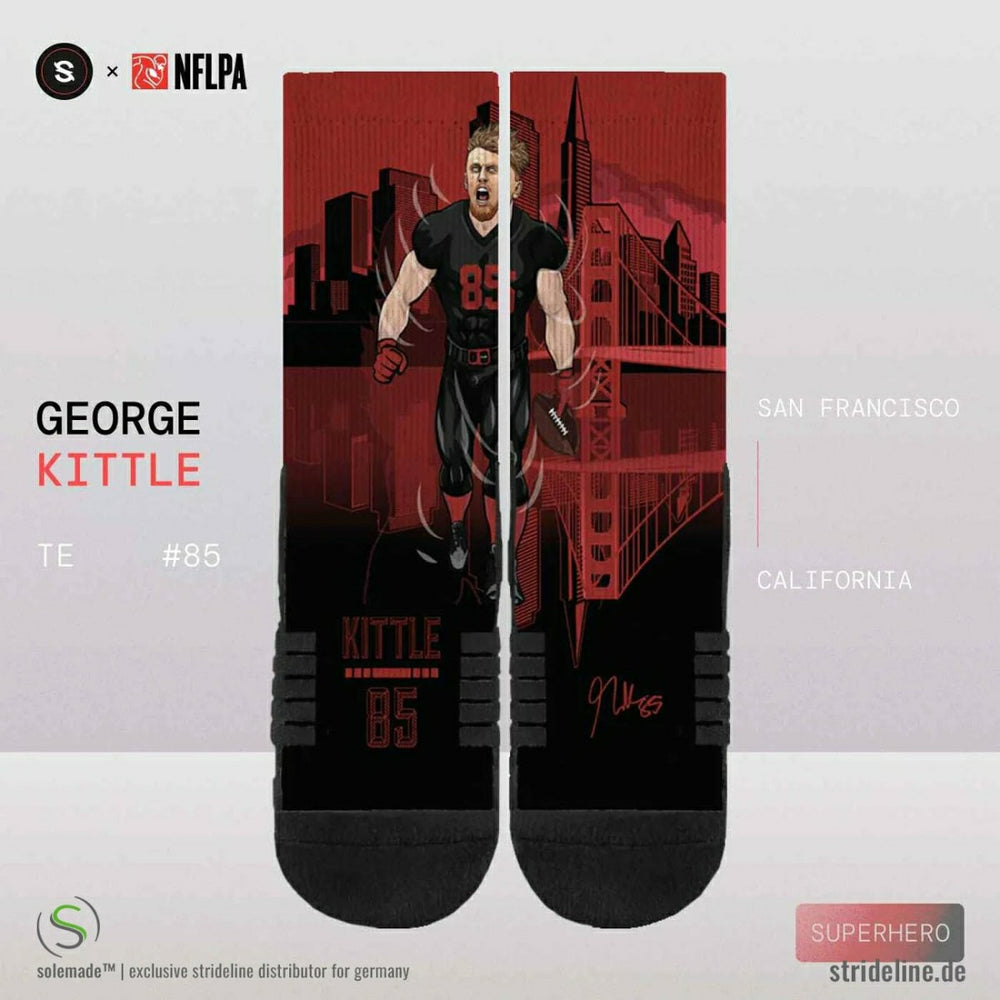 George Kittle San Francisco 49ers Strideline Premium NFLPA Crew Socks - Taass sale