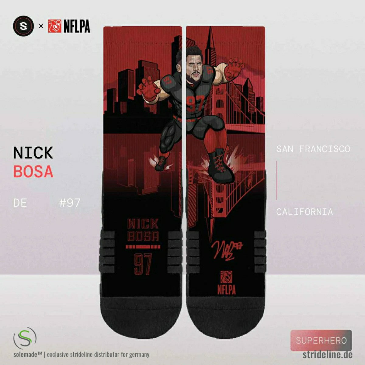 Nick Bosa San Francisco 49ers Strideline Premium NFLPA Crew Socks - Taass for sale