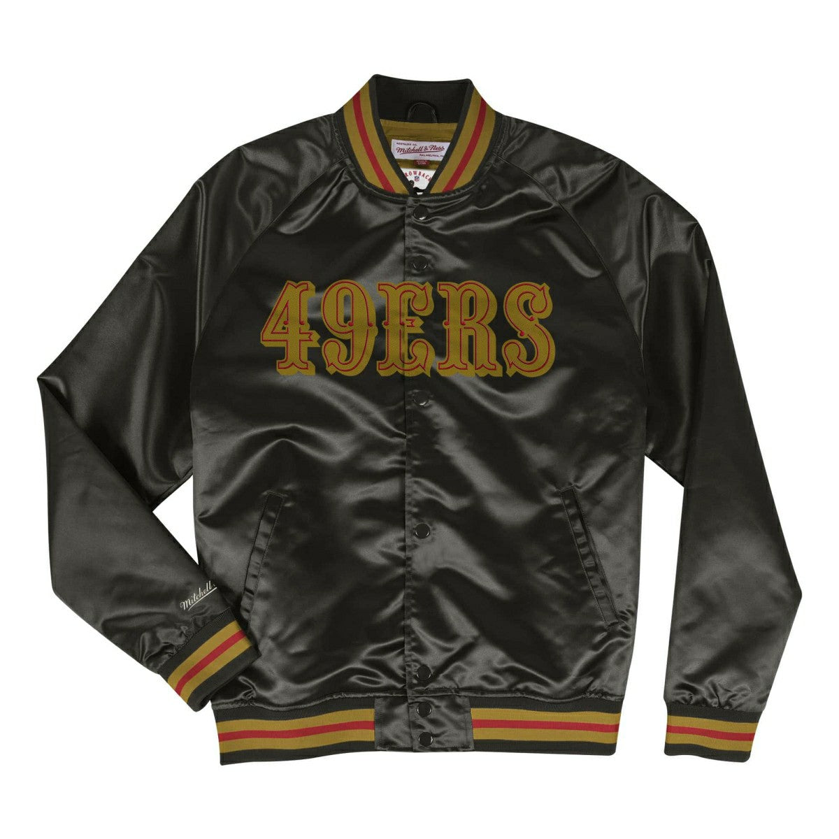 San Francisco 49ers Mitchell & Ness Lightweight Satin NFL Jacket Black - Taass Online