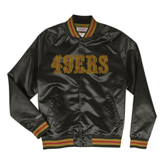 San Francisco 49ers Mitchell & Ness Lightweight Satin NFL Jacket Black - Taass Online