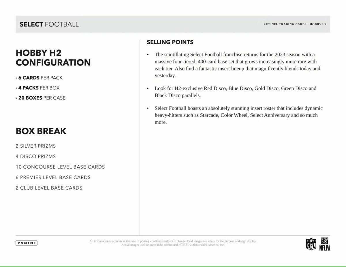 2023 Panini Select Football NFL H2 Box - Taass for sale