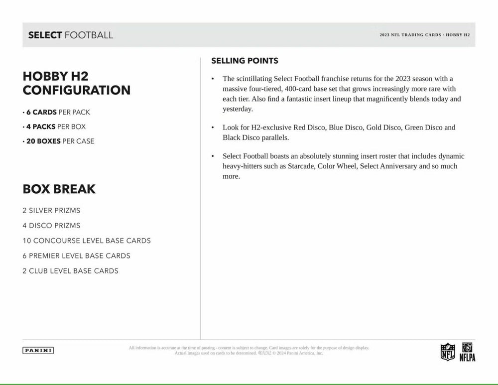 2023 Panini Select Football NFL H2 Box - Taass for sale
