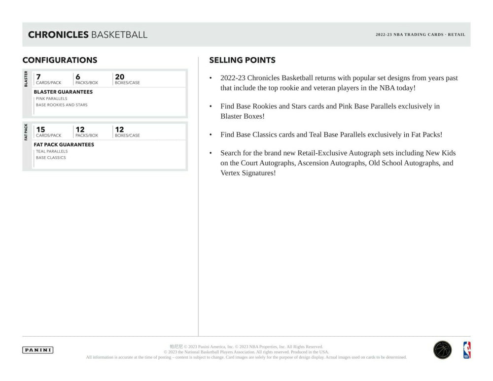 2022/23 Panini Chronicles Basketball NBA Fat-Pack Box - Taass Online