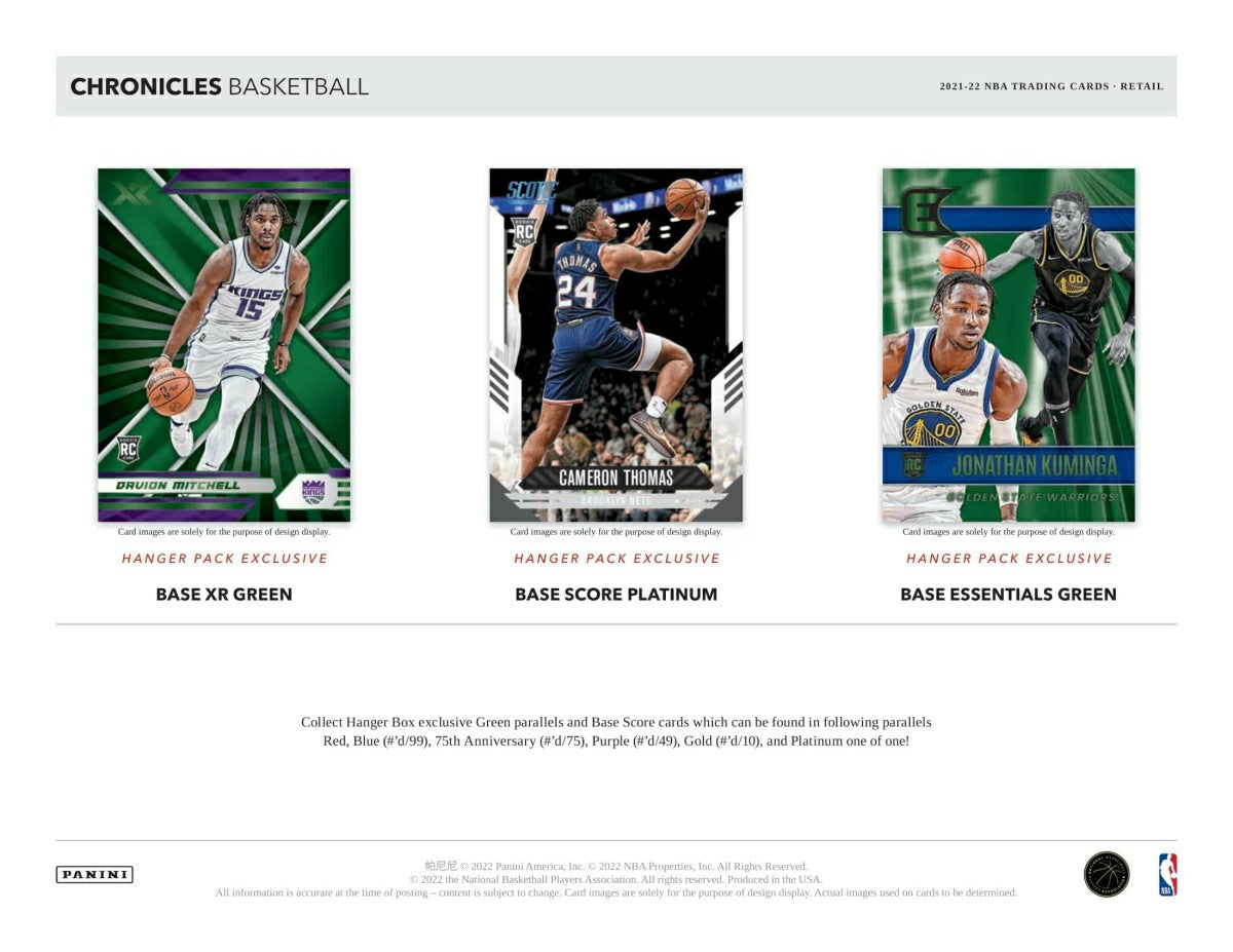 2021/22 Panini Chronicles Basketball NBA Hanger Pack - Taass discount