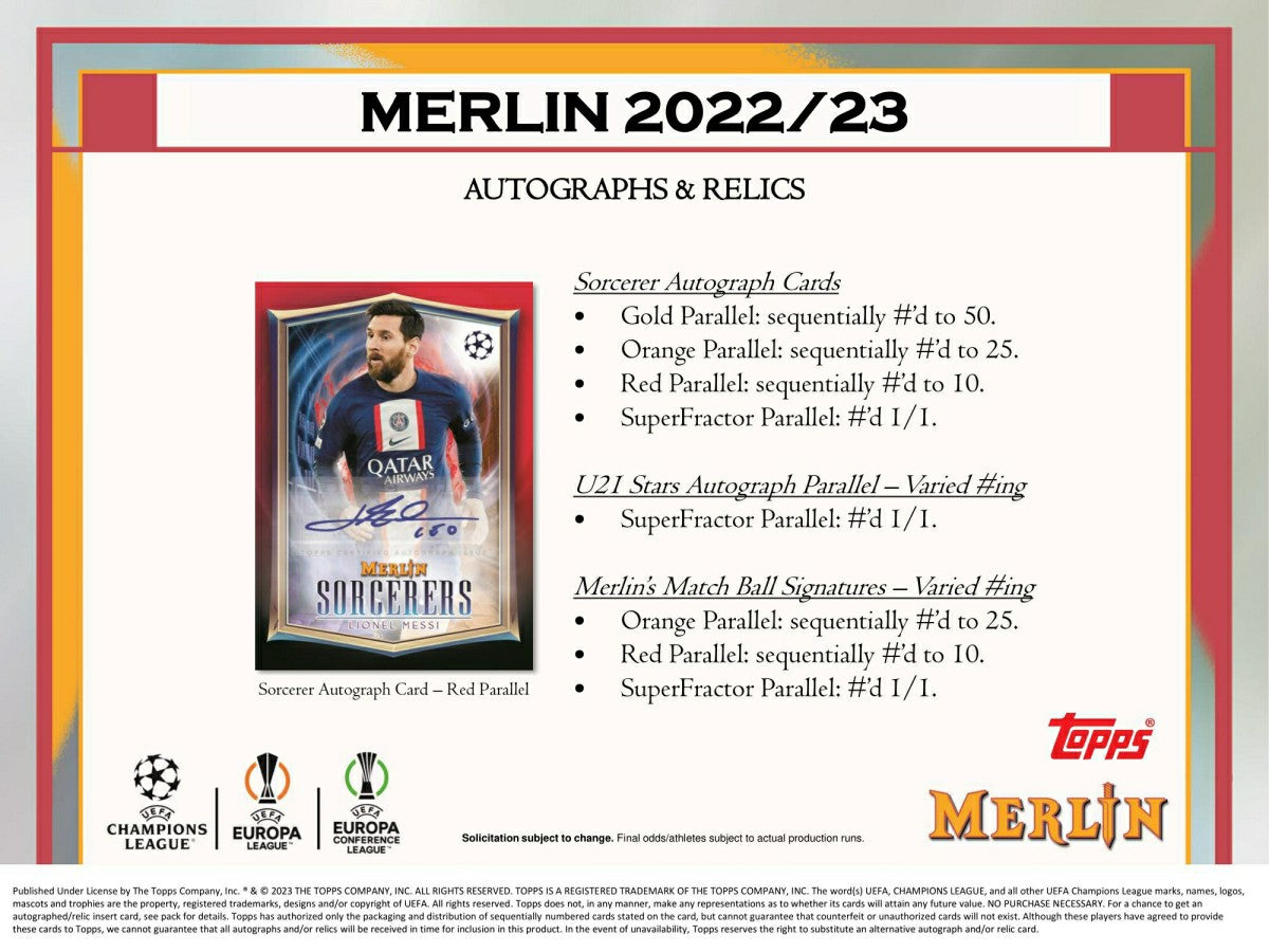 2022/23 Topps Merlin Chrome UEFA Club Competitions Soccer Hobby Box - Taass US