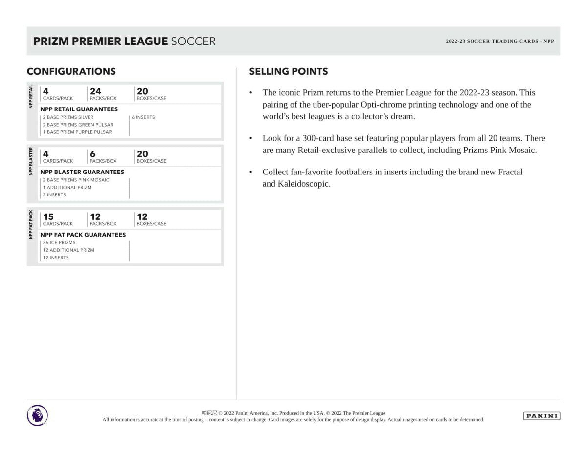 2022/23 Panini Prizm Premier League Soccer EPL Blaster Box - Taass for sale