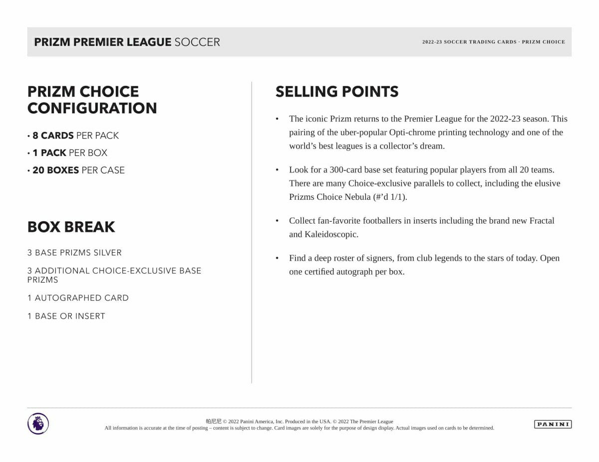 2022/23 Panini Prizm Premier League Soccer EPL Choice Box - Taass Online