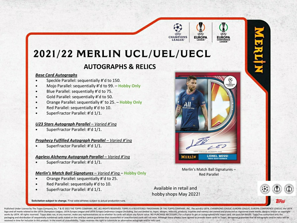 2021/22 Topps UEFA Champions League Merlin Chrome Soccer Hobby Box - Taass sale