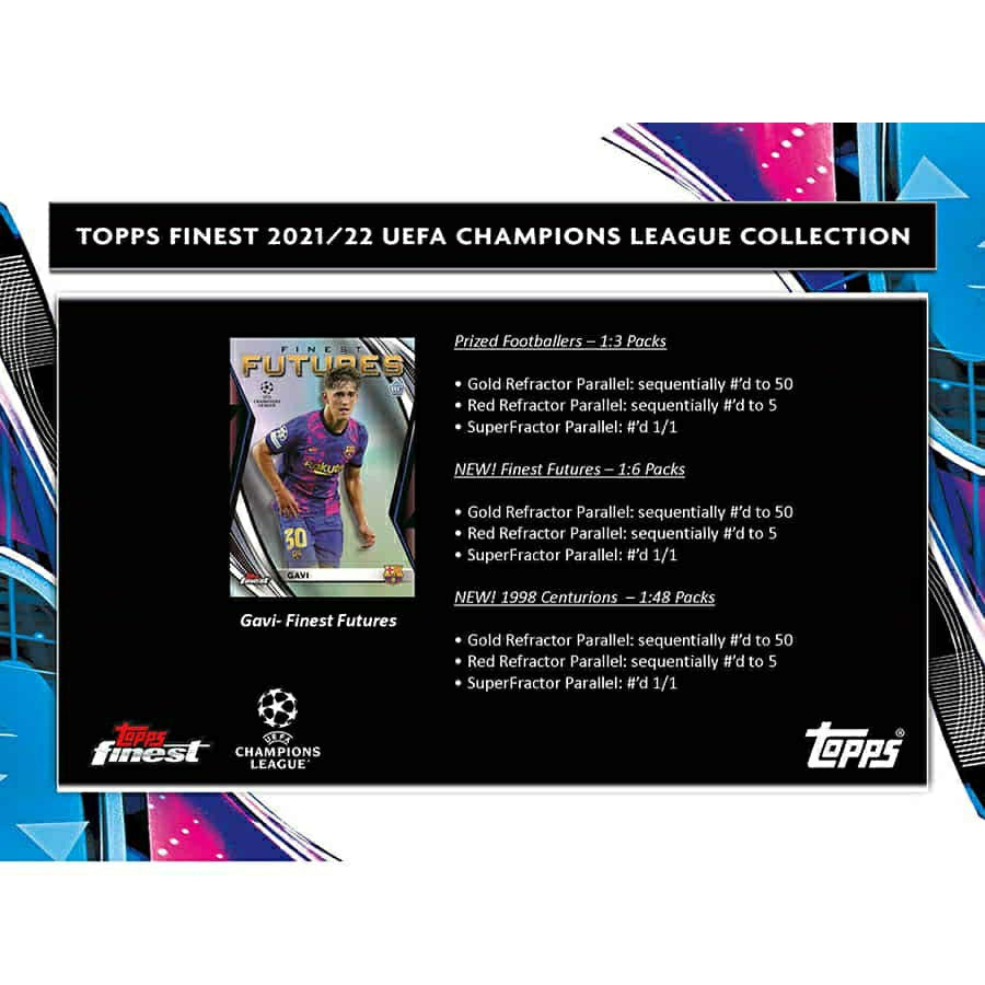 2021/22 Topps Finest UEFA Champions League Soccer Hobby Box - Taass Online