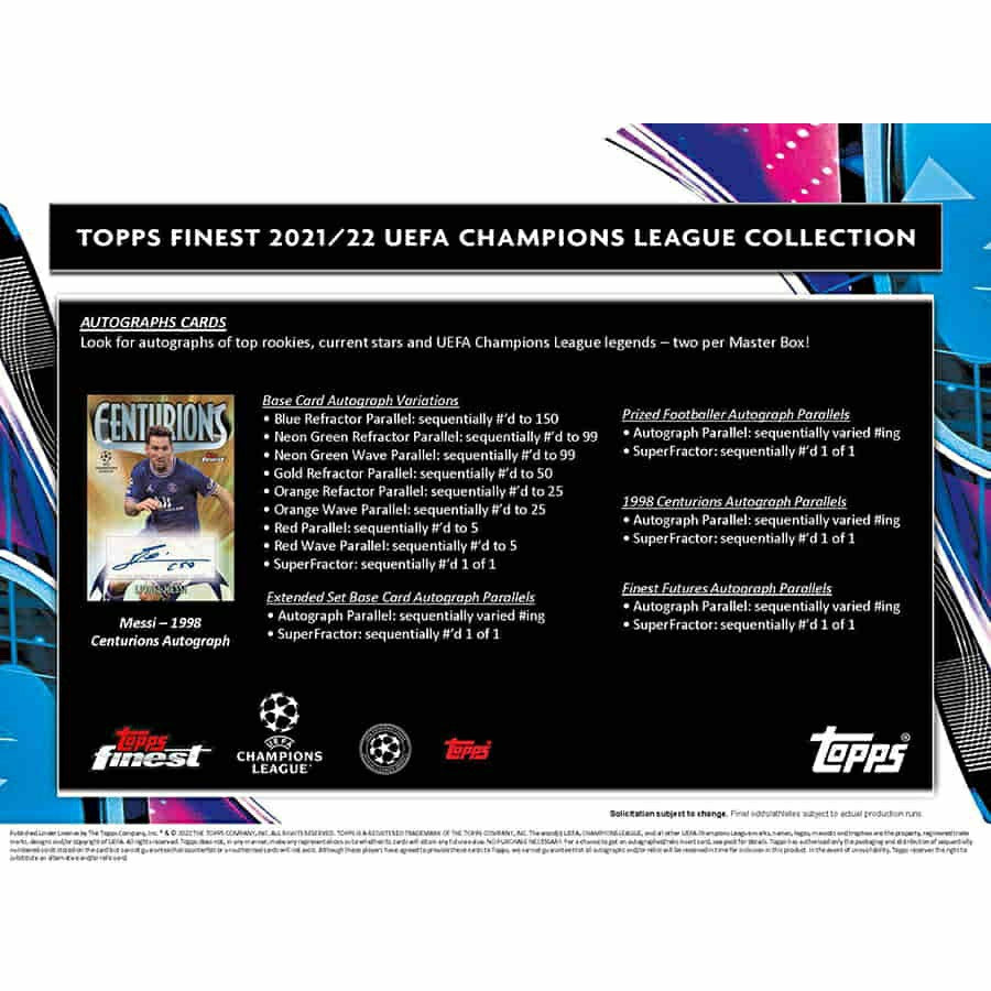 2021/22 Topps Finest UEFA Champions League Soccer Hobby Box - Taass Online