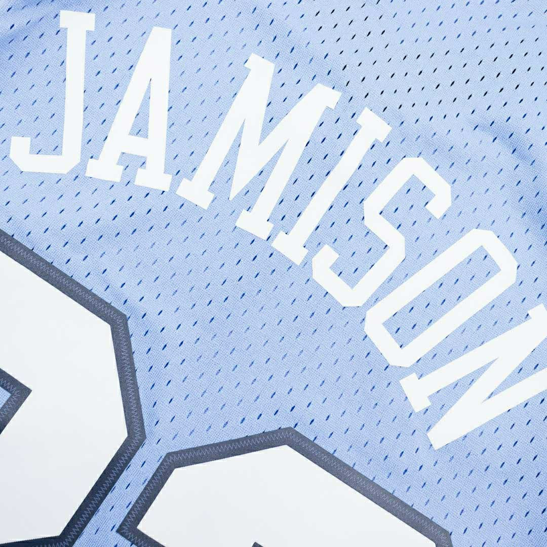 Antawn Jamison #33 North Carolina 1995-96 Mitchell & Ness Swingman NCAA Jersey Blue - Taass for sale